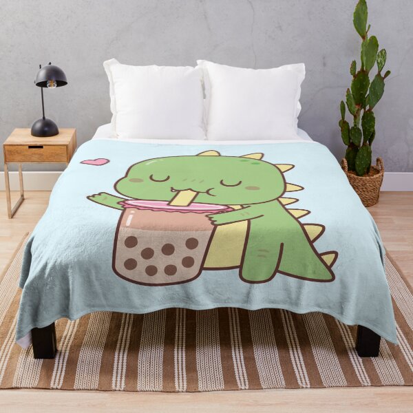 Item preview, Cute Little Dino Loves Boba Milk Tea designed and sold by rustydoodle.
