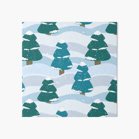 Snowy Winter Pine Trees Art Board Print