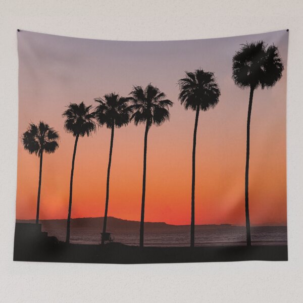 Item preview, Silhouette Palm Trees Beach Sunset designed and sold by henrymencia.