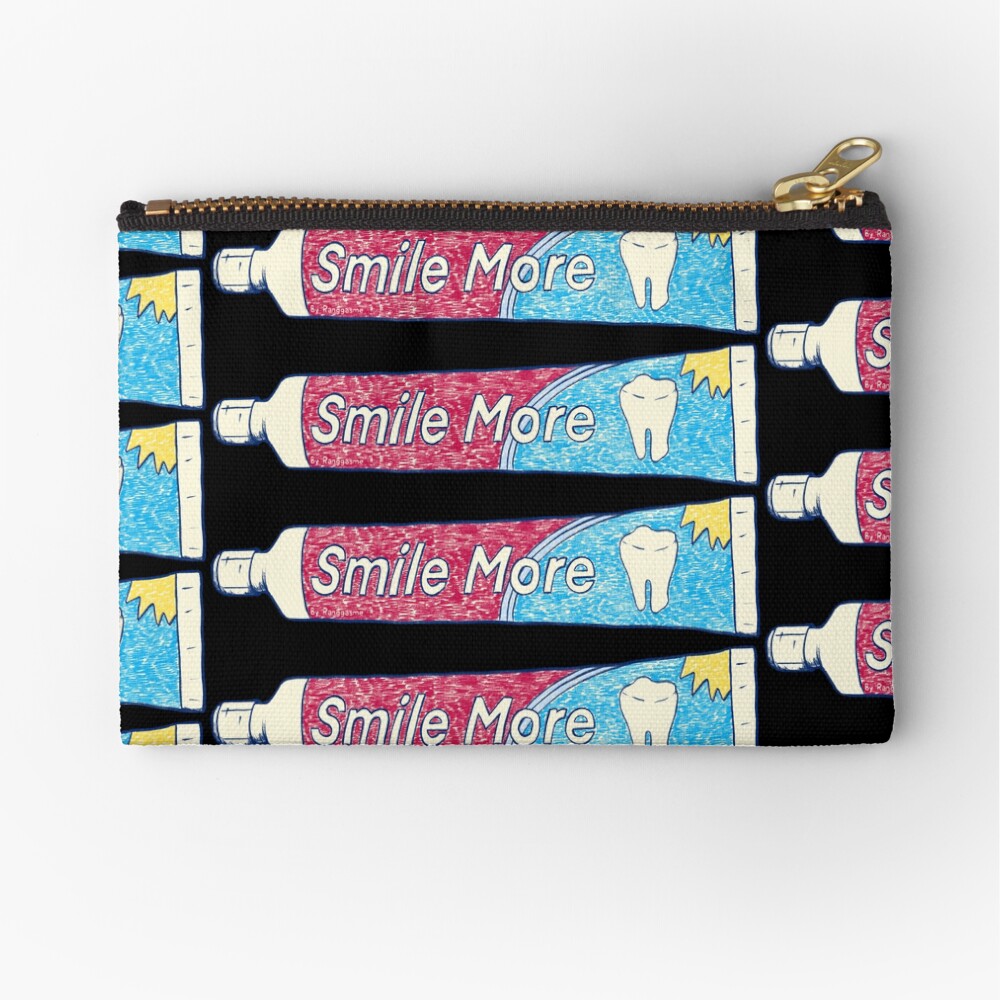 Smile More (Black) Zipper Pouch