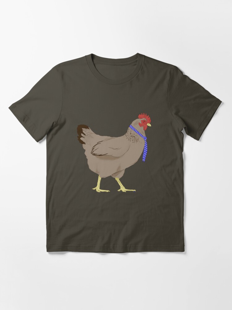 hen wearing a tie shirt