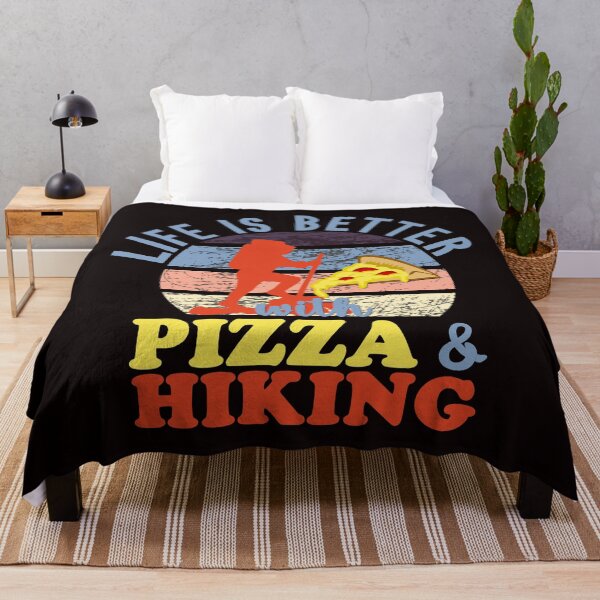 Item preview, Life Is Better With Hiking And Pizza - Funny Hiking and Pizza Humor Sunset Retro Gift Idea designed and sold by leo121687.