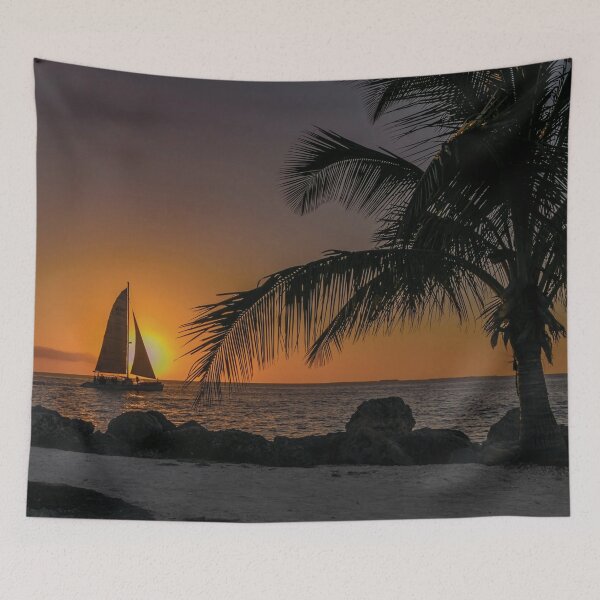 Item preview, Silhouette Palm Tree Beach Sunset Boat Cruising Sailing  designed and sold by henrymencia.