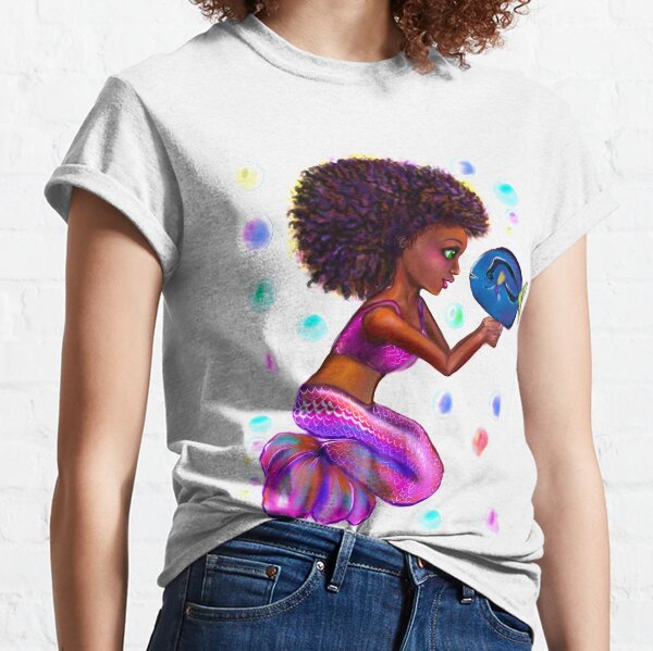 Afro Woman Green HairSilver Shirt