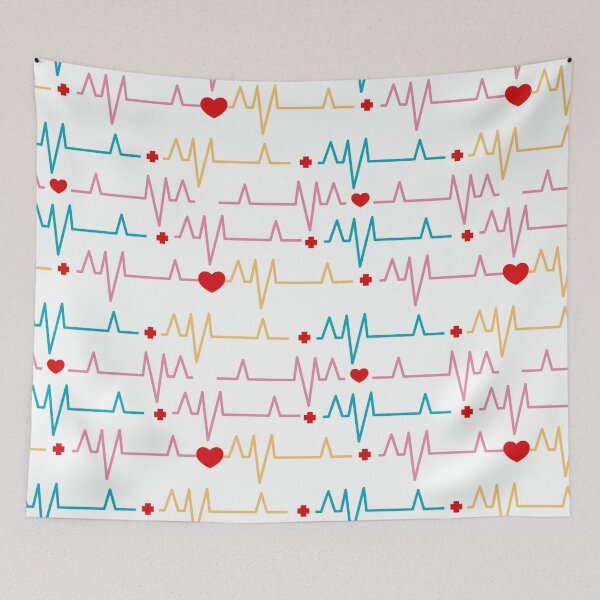 Item preview, EKG and Hearts Nurse Doctor Pattern designed and sold by WOW TeesAndThings.