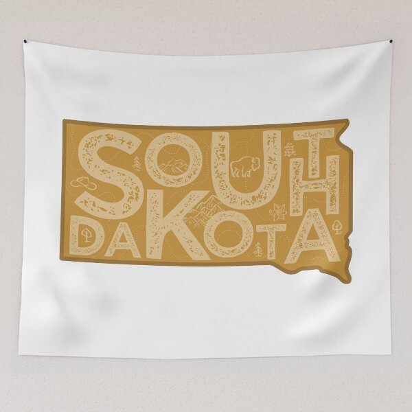 Aperçu de l'œuvre South Dakota Map Typography Brown créée et vendue par HelloGentry.