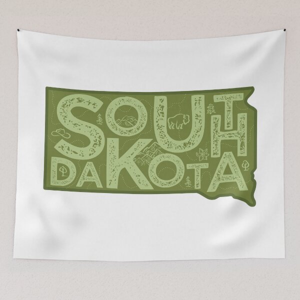 Aperçu de l'œuvre South Dakota Map Typography Green créée et vendue par HelloGentry.