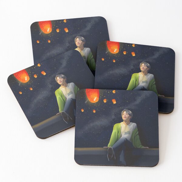 Jimin with 7 SkyLanterns Coasters (Set of 4)