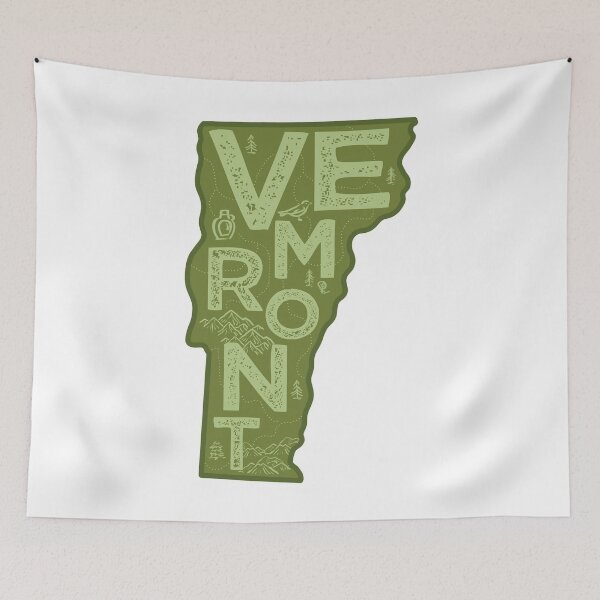 Item preview, Vermont Map Typography Green designed and sold by HelloGentry.