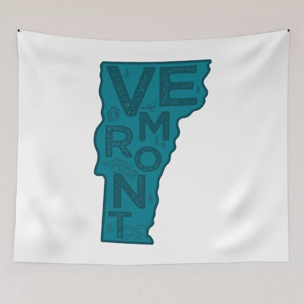 Item preview, Vermont Map Typography Navy designed and sold by HelloGentry.