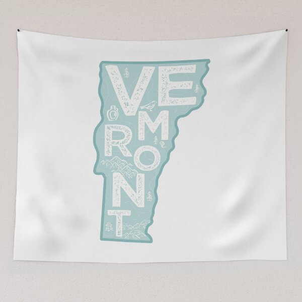 Item preview, Vermont Map Typography Blue designed and sold by HelloGentry.