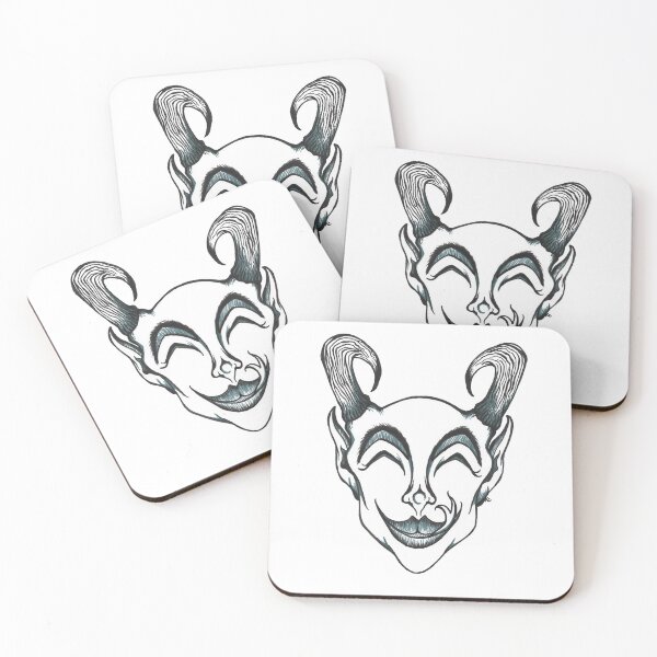 Item preview, Black and White Happy Demon - Krampus designed and sold by The White Bat.