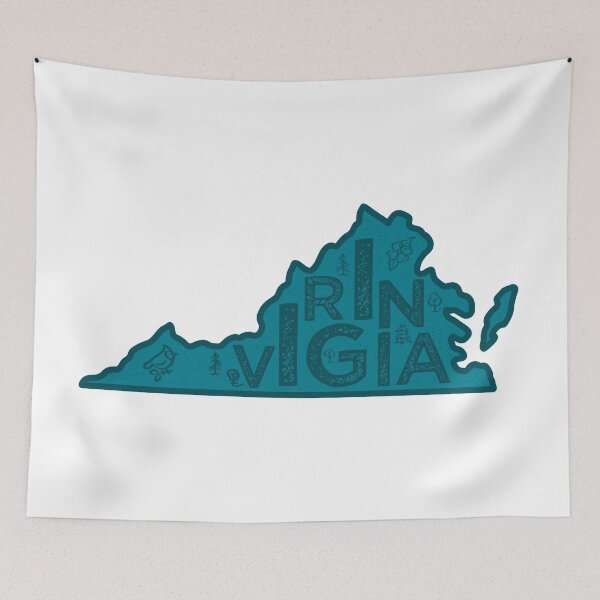 Item preview, Virginia Map Typography Navy designed and sold by HelloGentry.