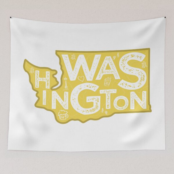 Item preview, Washington Map Typography Gold designed and sold by HelloGentry.