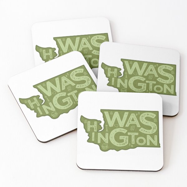 Item preview, Washington Map Typography Green designed and sold by HelloGentry.