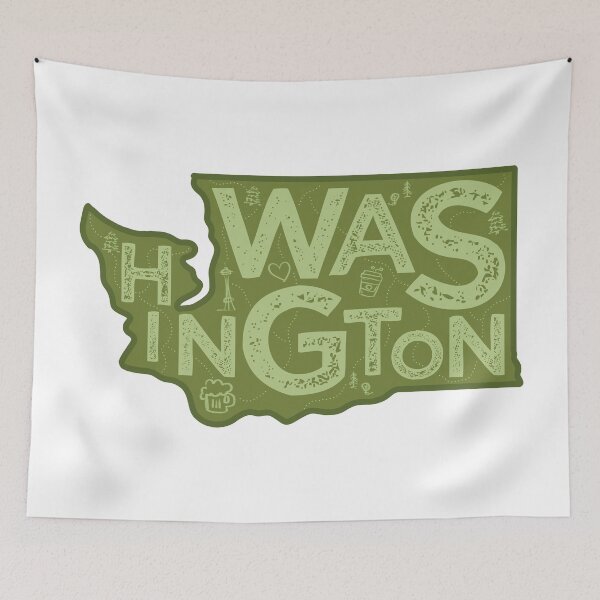Item preview, Washington Map Typography Green designed and sold by HelloGentry.