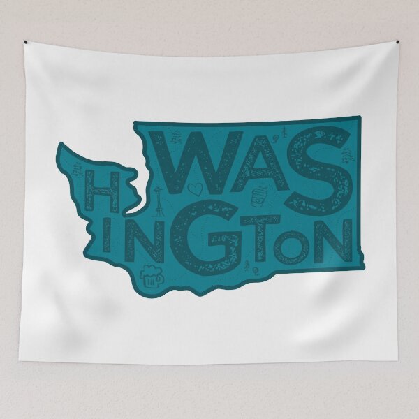 Item preview, Washington Map Typography Navy designed and sold by HelloGentry.