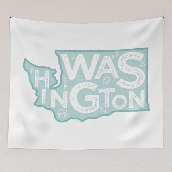 Item preview, Washington Map Typography Blue designed and sold by HelloGentry.