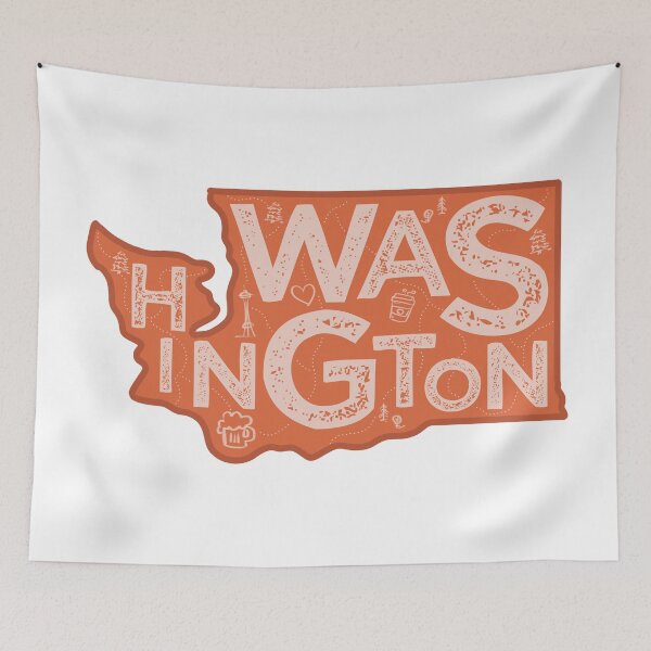 Item preview, Washington Map Typography Red designed and sold by HelloGentry.