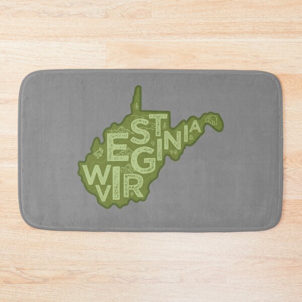 Aperçu de l'œuvre West Virginia Map Typography Green créée et vendue par HelloGentry.