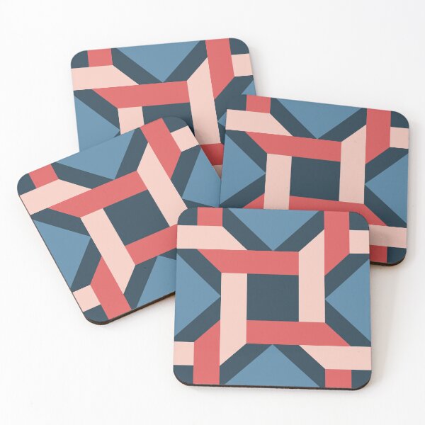 Item preview, Central Square Portuguese Cubic Geometric Pattern (Navy Blue + Pink) designed and sold by Arko  Ranger.