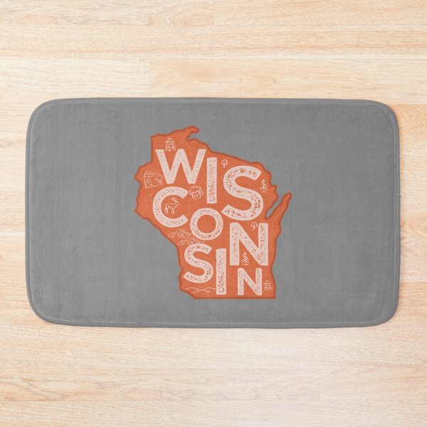 Artikelvorschau, Wisconsin Map Typography Red entworfen und verkauft von HelloGentry.
