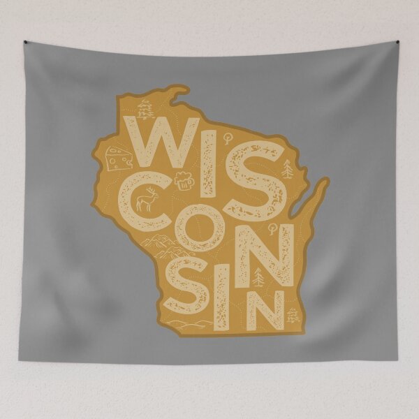 Item preview, Wisconsin Map Typography Brown designed and sold by HelloGentry.