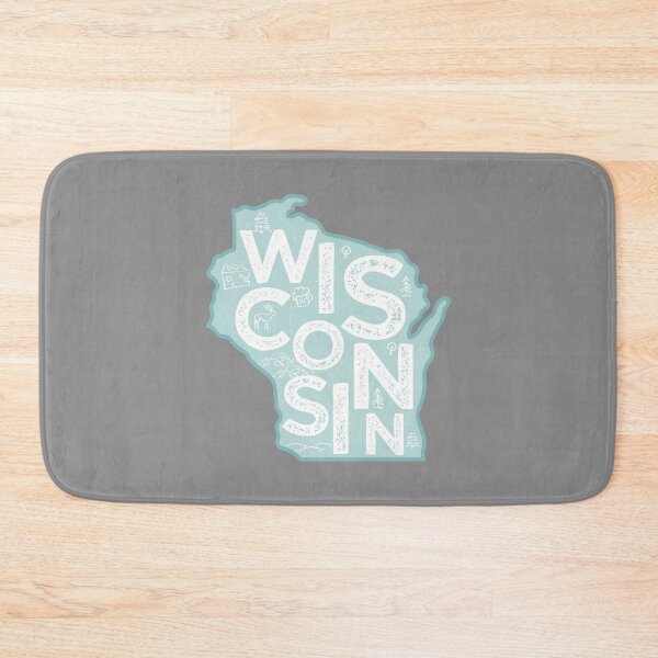 Artikelvorschau, Wisconsin Map Typography Blue entworfen und verkauft von HelloGentry.