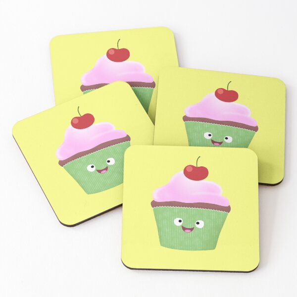 Item preview, Cute happy cupcake cartoon illustration designed and sold by FrogFactory.