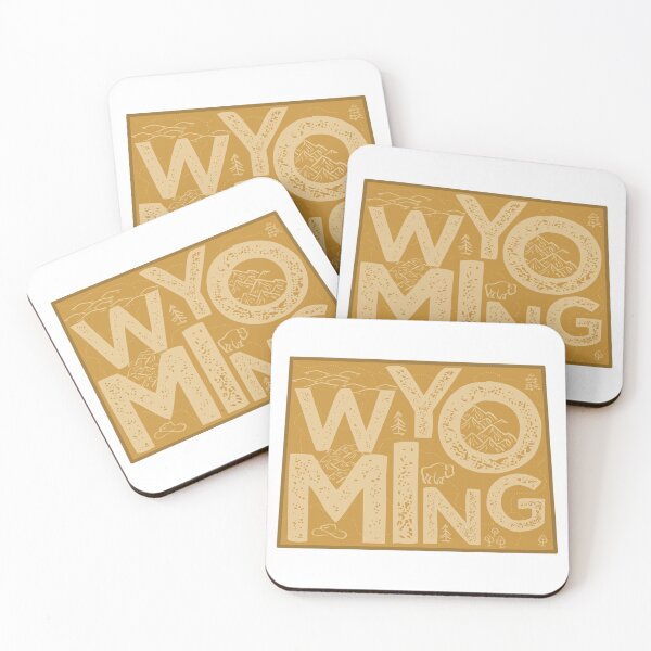 Aperçu de l'œuvre Wyoming Map Typography Brown créée et vendue par HelloGentry.