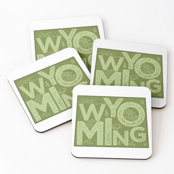 Item preview, Wyoming Map Typography Green designed and sold by HelloGentry.