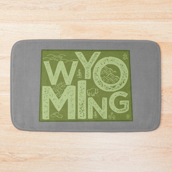 Item preview, Wyoming Map Typography Green designed and sold by HelloGentry.