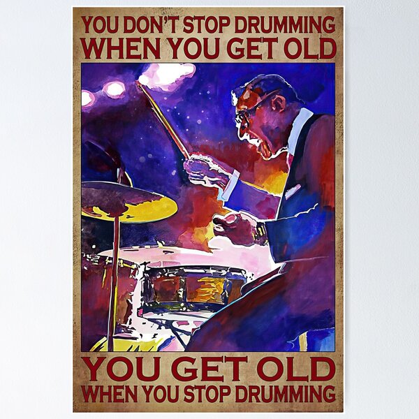 Vista previa del artículo con la obra «No dejas de tocar la batería cuando recibes un regalo antiguo Drummer Musican», diseñado y vendido por OwensdesignArt.
