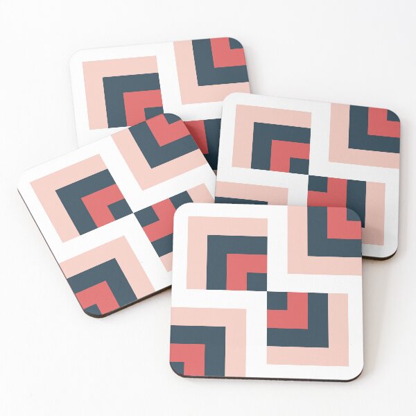 Item preview, Touching Cubes Portuguese Geometric Pattern (Navy Blue + Pink) designed and sold by Arko  Ranger.