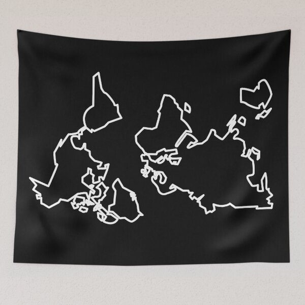 Item preview, World map upside down white on black designed and sold by Arinom.