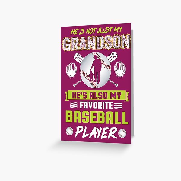 Baseball Glove and Baseball on Red Juvenile / Kids Father's Day Card for  Poppy