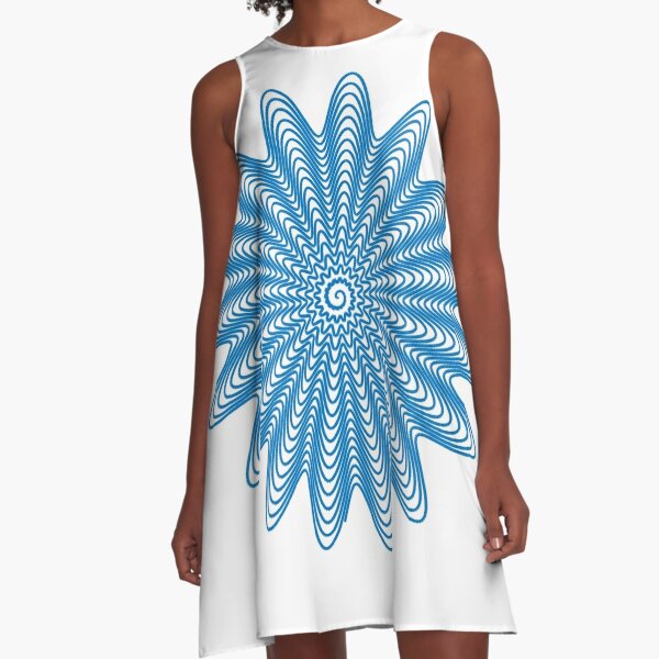 Trippy Decorative Wave Spiral Pattern A-Line Dress