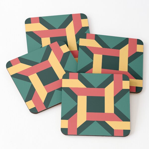 Item preview, Central Square Portuguese Cubic Geometric Pattern (Yellow + Red) designed and sold by Arko  Ranger.