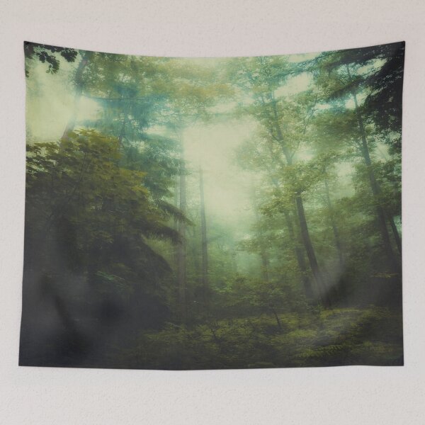 Item preview, Gentle Woodlands - Misty Forest on a Summer Morning designed and sold by Dyrk Wyst Redbubble Shop.
