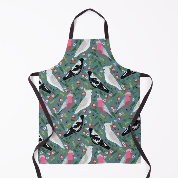 Item preview, Turquoise Gallah Australian Magpie Geraldton Sulfur Crested Cockatoo Wattle Red Gum Flowers designed and sold by Lozzie Eliza Designs.