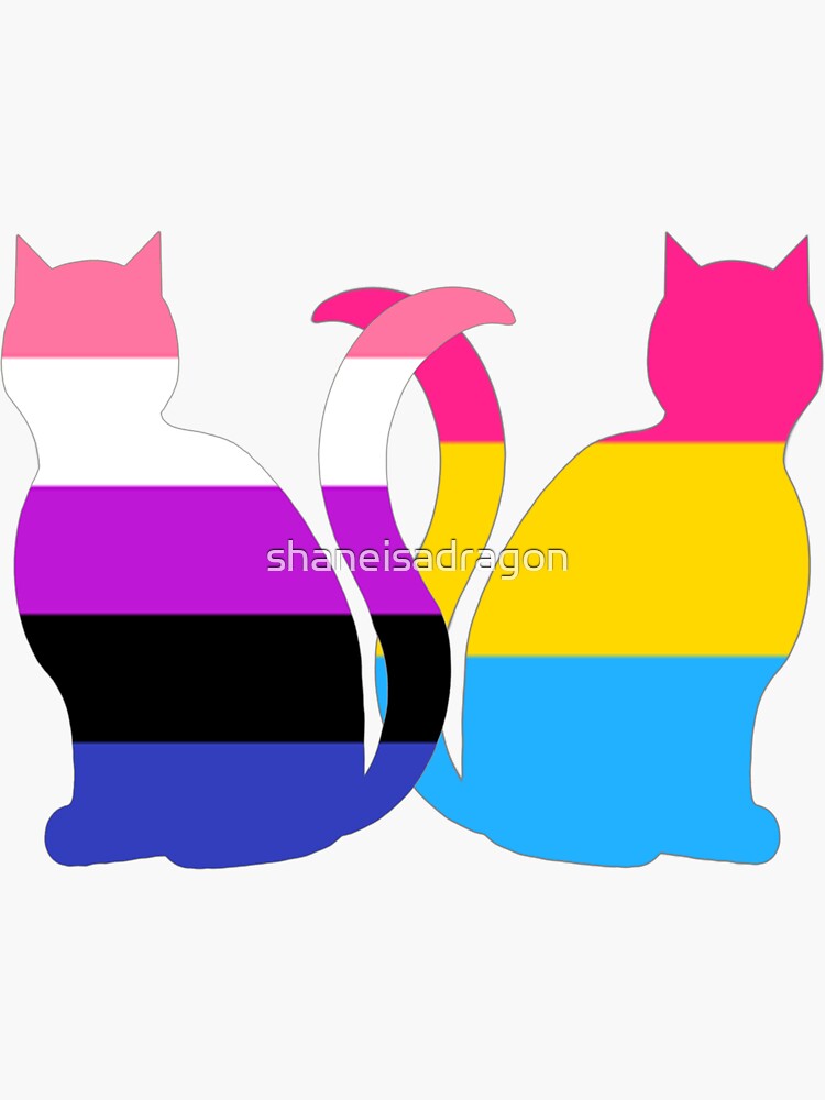 Genderfluid Pansexual Pride Cats Sticker By Shaneisadragon Redbubble