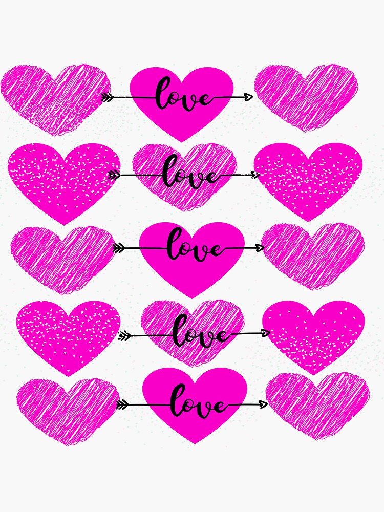 "Pink Love hearts" Sticker for Sale by TheHappyBomb Redbubble