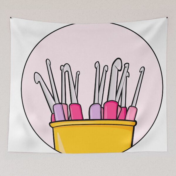 Item preview, Sticker Bucket Pink Crochet Needles Yarn designed and sold by lesfleursdumall.