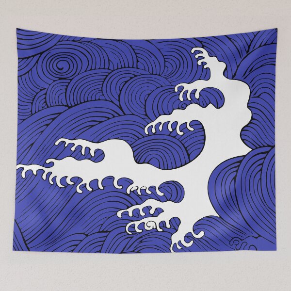 Item preview, Japanese waves - Hamonshu in blue designed and sold by MaesterAemon.