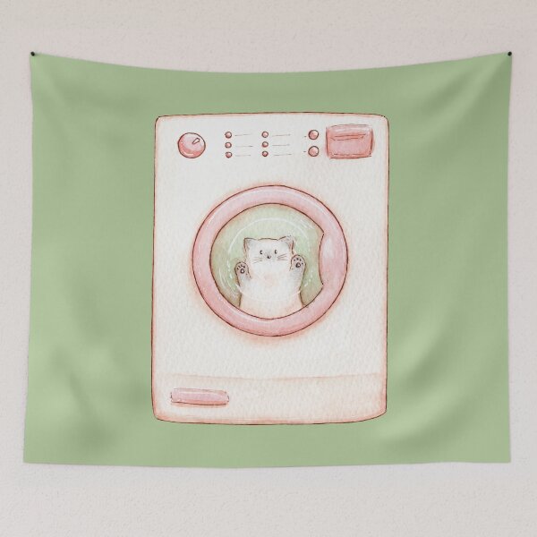 Item preview, Cat in a washing machine - Cats & Laundry designed and sold by Denise, Denisn't.