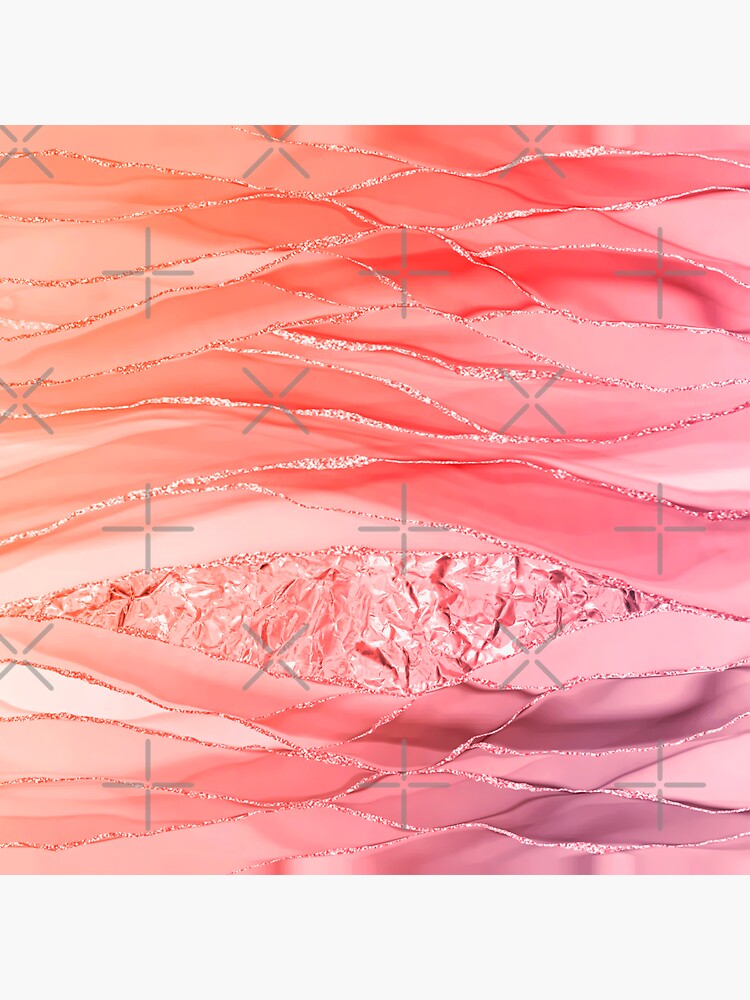 Peach Pink Blush Liquid Marble And Agate Landscape by MysticMarble