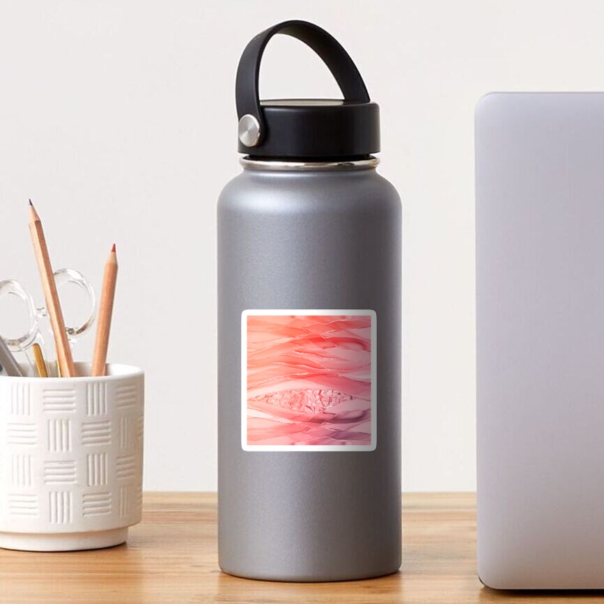 Peach Pink Blush Liquid Marble And Agate Landscape Sticker