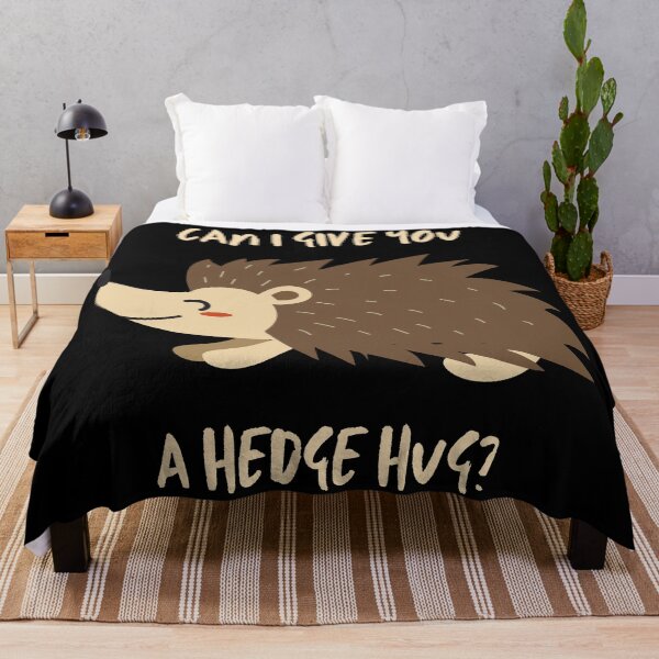 Item preview, Hedgehug. Can I give you a hedge hug? Cute hedgehog illustration, light colour text, dark background. designed and sold by JellyBeenzz.