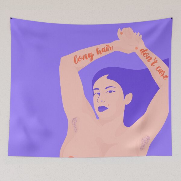Item preview, Long hair Don't Care - Body positive - Body hair - Female Empowerment designed and sold by Sara Vissante.