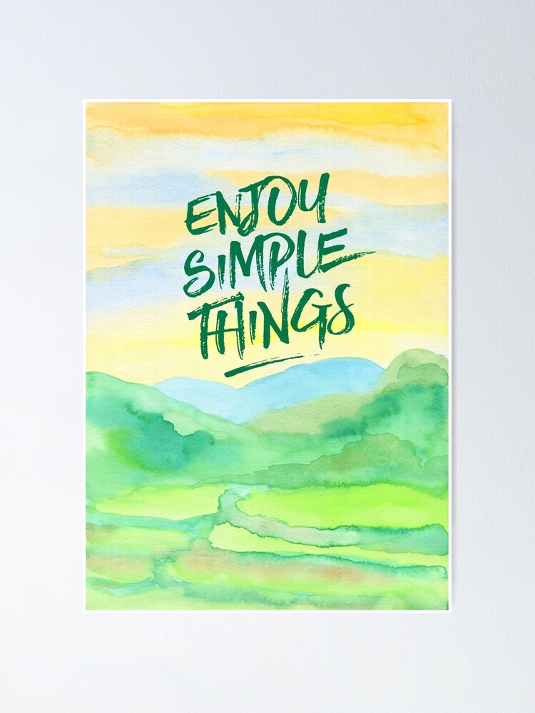 Enjoy Simple Things Rice Paddies Watercolor Painting Poster By Beverlyclaire Redbubble